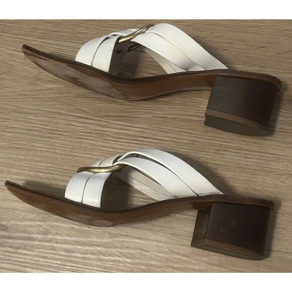 Chloé Women's Rony Ivory Crisscross Block Heel Sandals Italy - 39EU / 8.5US - Picture 4 of 6